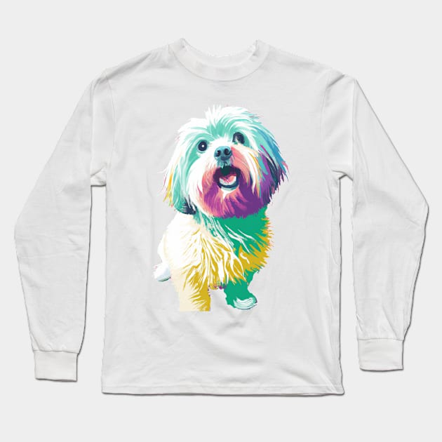 Coton de Tulear Pop Art - Dog Lover Gifts Long Sleeve T-Shirt by PawPopArt